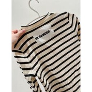 jilsander jil sander 奶油米色 黑條紋 經典長袖tee t-shirt