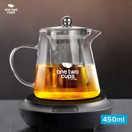 COD One Two Cups Teko Teh Kaca Tahan Panas dengan Saringan Glass Teapot Satu Set kopi kaca poci cina