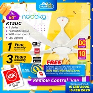 KDK K15uc Ceiling Fan – 60 Inch | Led Light, DC, App & Remote, Pearl White, Nodoka | Kipas Siling