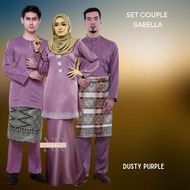 dusty purple Set Couple Sabella kurung moden baju melayu teluk belanga cekak musang sedondon raya 2024