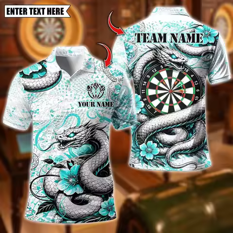 Retro Shark Darts Polo Shirt New Funny Cartoon Blue Urban Background Shark With Sunglasses Custom Pe