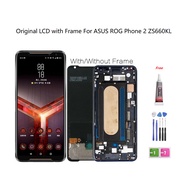 New LCD With Frame For ASUS Rog Phone 2 ROG 2 ZS660KL LCD With Touch Screen Digitizer Display Assemb