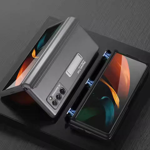 For Samsung Galaxy Z Fold 2 5G Case Magnetic All-included Hinge Shockproof Protection Stand Matte Co