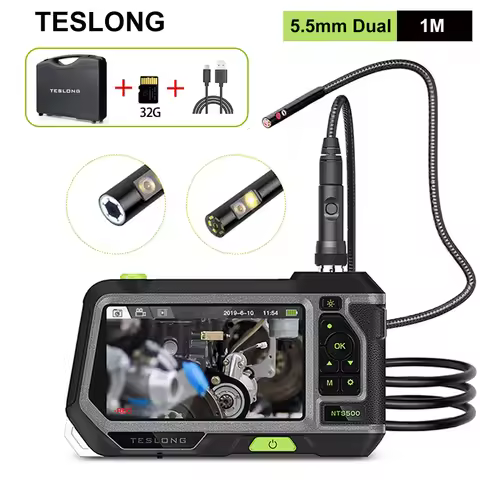 Teslong NTS500 5.5mm Dual Lens 1080P Endoscope IP67 Inspection Camera Borescope for Car Engine Check
