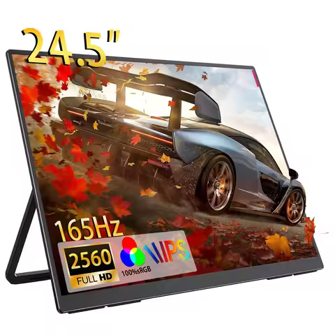 QQU 24.5" Portable Monitor 100%sRGB 2.5K IPS Screen Travel Gaming Computer Display for Steam Deck La