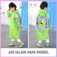 HIJAU Besty_mart3 - NEW TREND Children's Raincoat with Backpack - Children Raincoat with Pocket - Gr