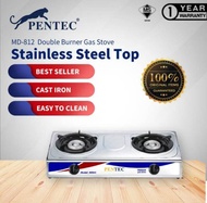 💯 Ready Stock Pentec Double Burner Gas Stove/Dapur Gas