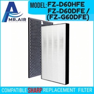 MR.AIR Purifier HEPA & Activate Carbon filter FZ-D60HFE/FZ-D60DFE/FZ-G60DFE compatible Sharp mode KC