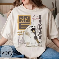 Disney Retro T-Shirt Baymax And Friends Big Hero 6 Character Hiro Hamada And Family Trip