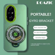 Luxury Metallic Aurora Color Phone Case For Honor 200 Pro 5G With Rotatable Gyro Stand Matte Hard Sh