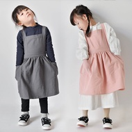 Ready Stock Apron Children's Apron Cotton Apron Baby Anti fouling Apron Children's Drawing Baking Pu