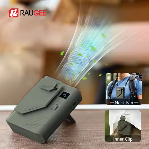 Portable Hanging Neck Fan Mini Waist Clip Fan USB Camping Desk Fan Wearable Shirt Fan 3600Mah Person