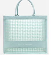 Christy Ng Alyssa Houndstooth Large Tote Bag Mint Green
