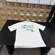 Acne Studios T-Shirt Short-Sleeved Flocking Embroidered Letter Logo Color: Black White