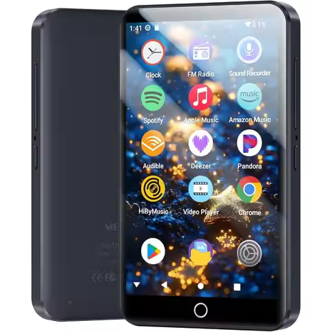 Portable Bluetooth MP3 Player with 4-Inch Touchscreen and WiFi, Android OS with Music Apps and Play 