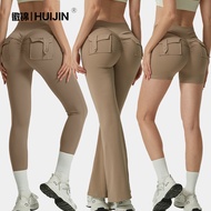 [New Store Gift] European American High Waist Pocket Yoga Pants Shorts Sports Women No Embarrassing 