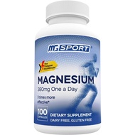 MGSPORT Magnesium plement 380mg - High Absorption Magnesium Complex Formula with Vitamins B6, D, E -