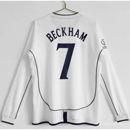2002 England Style Home Jersey Retro Beckham Football Shirt Long Sleeve
