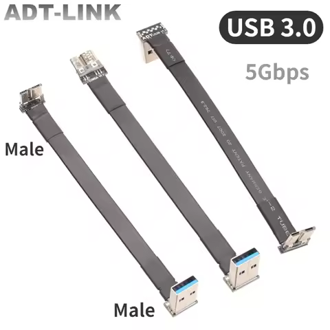 3-300CM USB 3.0 USB-A to Micro-B Ribbon Flat Cable Male to Male FPC USB 3.0 Type A Micro B 90 Degree