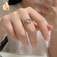 Cute Kitty Cat Ring Women Sparkling Cubic Zirconia Inlaid Cartoon Cat Ring