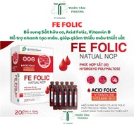 Sắt Hữu cơ - FE FOLIC - Bổ sung sắt  acid folic gúp tạo máu nhanh giảm nguy cơ thiếu máu. hộp 20 ống