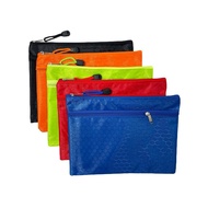 [SG] A4 Canvas Double Zip Mesh Bag Pouch Pencil Case