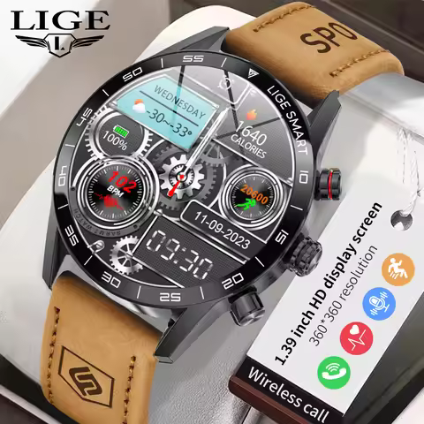 LIGE Business Smart Watch Men Bluetooth Call Health Monitor IP67 Waterproof Fitness Tracker Smart Br