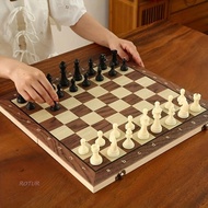 ROTUR Solid Wooden International Chess, Foldable Standard Educational Chess Game Set, Pawns Magnetic