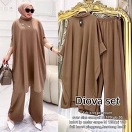 Setelan Diova Long Tunik Celana Kulot Matt Knitts Premium - Setelan Wanita Kekinian Dan Terbaru 2023