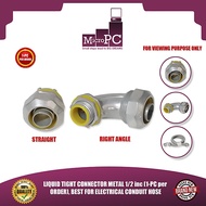 MICRO PC LIQUID TIGHT CONNECTOR METAL 1/2inc (1-PC per ORDER), BEST FOR ELECTRICAL CONDUIT HOSE