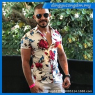 Baju Hawaii Lelaki Summer Hawaiian Shirt Pendek Lengan Baju Pantai Baju Pantai