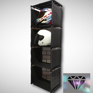rak helm 5 susun 4 ruang rak serbaguna rak mainan rak susun rak portable rak buku hitam polos