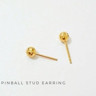 Giwang pinball bola kristal kadar 700 16 karat 16k anting tusuk emas stud earring