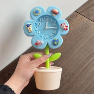 Cartoon Cartoon Alarm Clock Placed Flower Alarm Clock Creative Fashion Clock Simple Modern Mute Mech