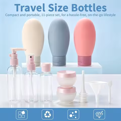 11-Piece Set Travel Bottle Spray Bottles Squeeze Bottles Sample Empty Bottles Shampoo Lotion Bottles