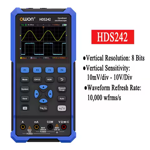 OWON HDS242S Handheld Digital Oscilloscope 2 Channels 70MHz Bandwidth True-RMS Digital Multimeter fo