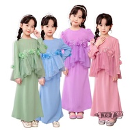Baju Kurung Budak Bunga Kurung Set Budak Kurung Raya Budak 2024 Girl Muslim Attire Green/Lilac/Sky Blue/Pink Belacan