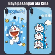DJ-19 Doraemon Casing GLASS soft frame black Samsung A40S M11 A21S A30 M30 A11 M01S M30S A10S A20 M2