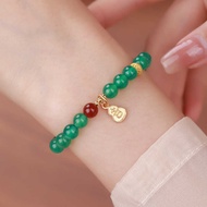 Design Style Green Agate Beaded Bracelet Southern Red Agate Bracelet Female Natural Stone Jewelry Su