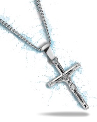 VENTR Crucifix Necklace For Men | Premium Silver Chain For Men With Cross For Daily Wear | 100% Wate