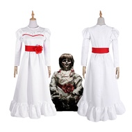Annabelle Creation Halloween Horror Doll White Dress Cosplay Costume Fancy Dress