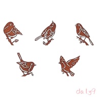 DLAY Brown Bird Wall Art Set 5 Metal Bird Pieces for Outdoor Walls