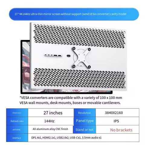 27" Screen 3840*2160 4k 144HZ IPS HDMI2.0+DP1.4+USB2.0 Monitor GLOSSY screen 27 Inch Type-c 144HZ Al