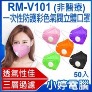 【小婷電腦＊口罩】現貨 全新 RM-V101 一次性防護彩色氣閥立體口罩 50入 3層過濾 熔噴布 高效隔離(非醫療)