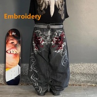 Y2k Men Harajuku Fashion Trend Embroidery Jeans