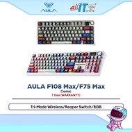 AULA F75 / F75Max / F108 Pro Max Wireless 75% Mechanical Gaming Keyboard with Comic Keycaps, Tri-Mod