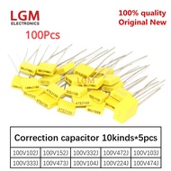 100Pcs100V Polypropylene Safety Plastic Film Correction Capacitor 222J 472J 103J 223J 473J 104J