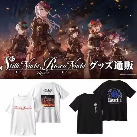 BanG Dream Roselia T Shirt 14TH LIVE Anime Yukina Minato Sayo Hikawa Ako Udagawa Rinko Cartoon Print