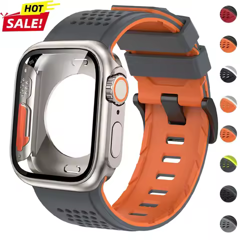 Silicone Strap+Case for Apple Watch 44mm Sports Bracelet Case for iWatch Series 6 5 4 44mm