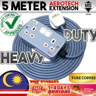 HEAVY DUTY Extension (Pure Copper) 5M Wire 2 Gang Socket with SIRIM Plug Switch 15Amp